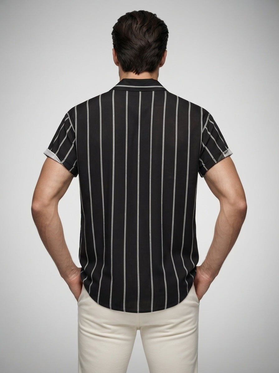 Men's Casual Striped Short Sleeve Shirt