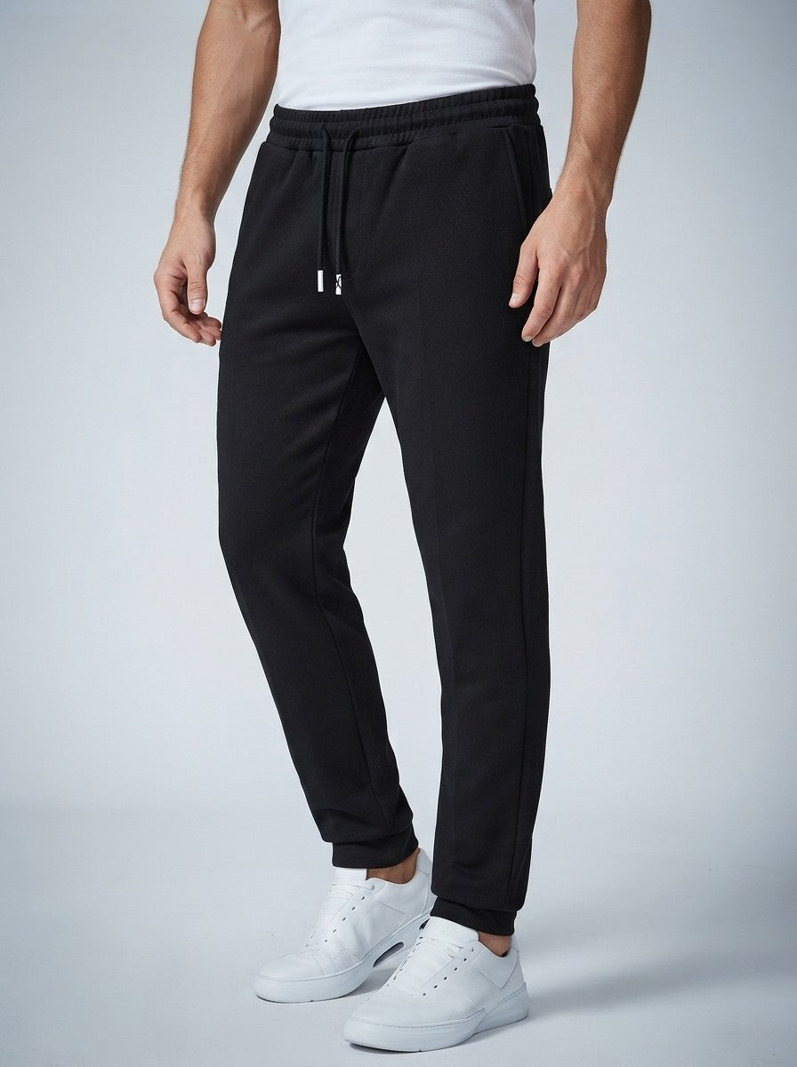 Men's Casual Tapered Fleece Joggers with Ribbed Cuffs