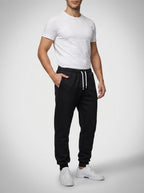 Men's Casual Tapered Fleece Joggers with Ribbed Cuffs
