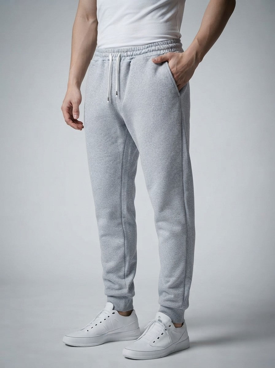 Men's Casual Tapered Fleece Joggers with Ribbed Cuffs
