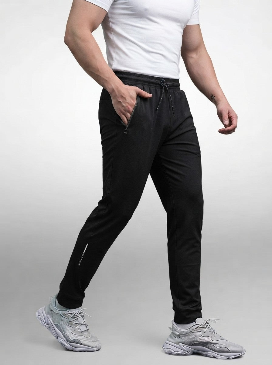 Men's Casual Tapered Joggers with Zip Pocket