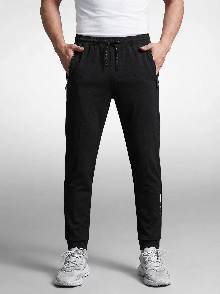 Men's Casual Tapered Joggers with Zip Pocket