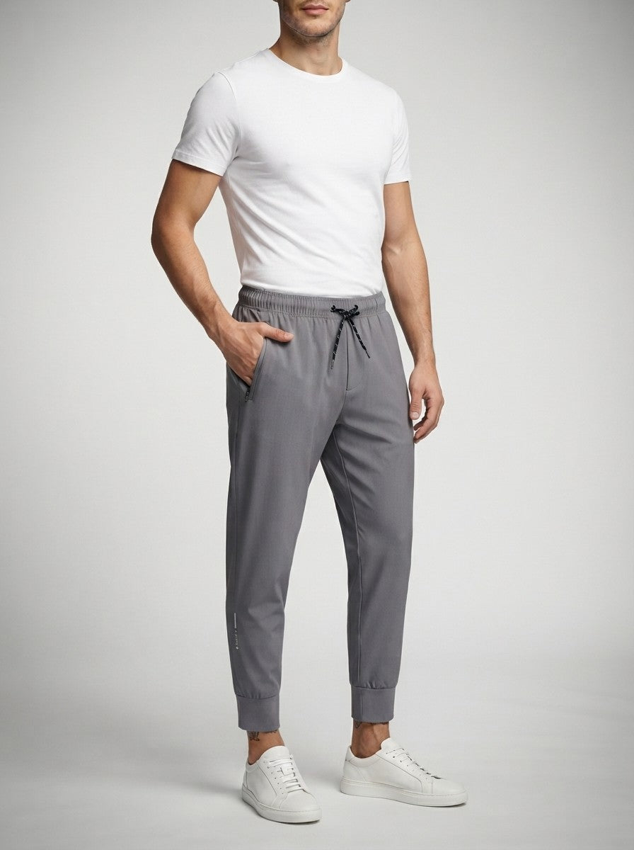 Men's Casual Tapered Joggers with Zip Pocket
