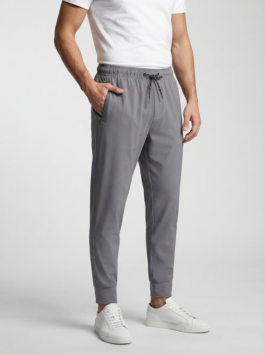Men's Casual Tapered Joggers with Zip Pocket