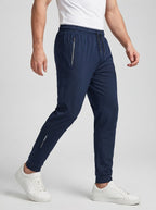 Men's Casual Tapered Joggers with Zip Pocket