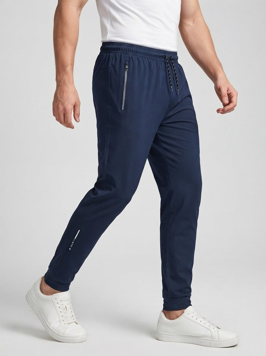 Men's Casual Tapered Joggers with Zip Pocket
