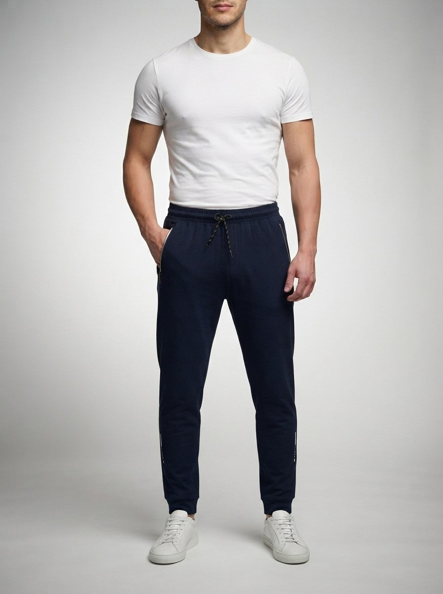 Men's Casual Tapered Joggers with Zip Pocket