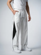 Men's Casual Track Pants with Curved Piping Detail