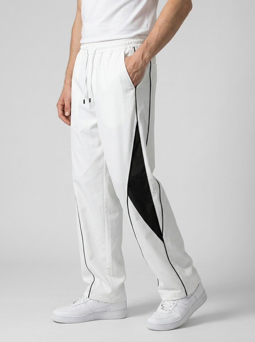 Men's Casual Track Pants with Curved Piping Detail
