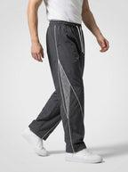 Men's Casual Track Pants with Curved Piping Detail