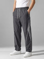 Men's Casual Track Pants with Curved Piping Detail