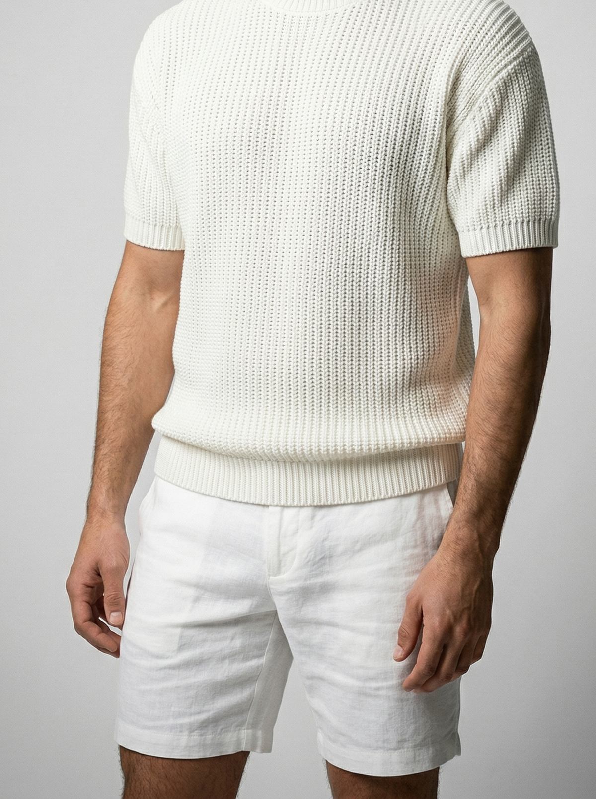 Men's Casual Waffle Knit Short Sleeve Crew Neck T-Shirt
