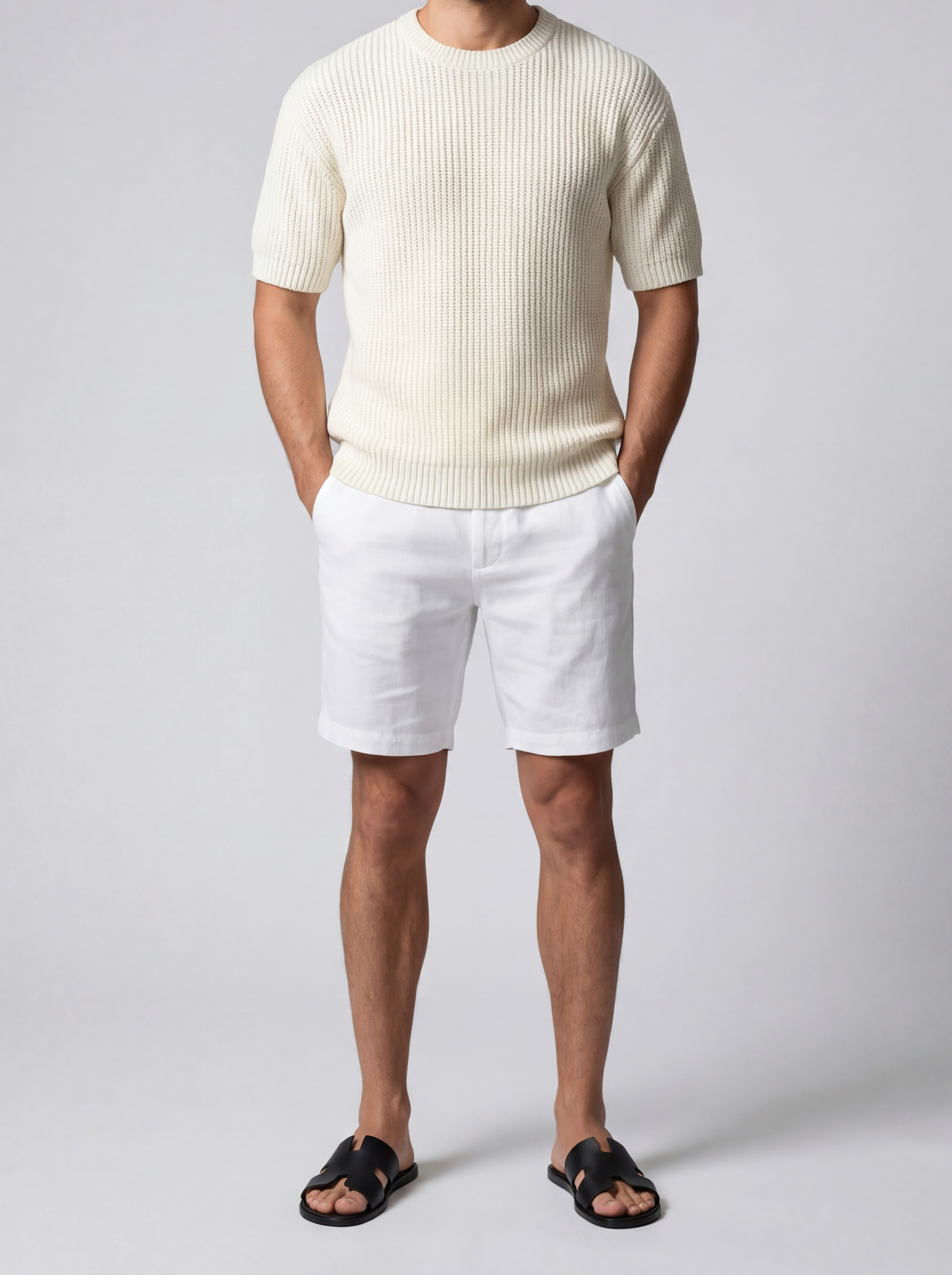 Men's Casual Waffle Knit Short Sleeve Crew Neck T-Shirt