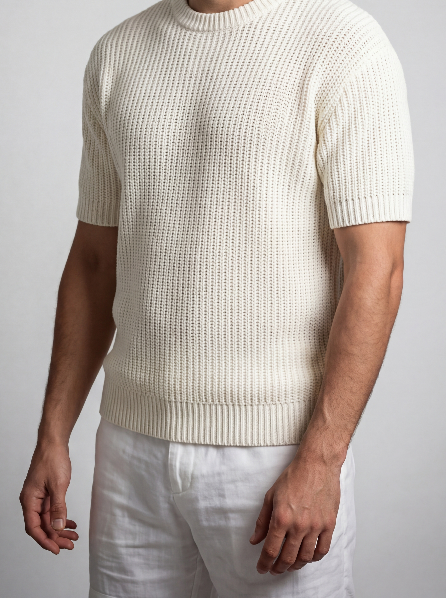Men's Casual Waffle Knit Short Sleeve Crew Neck T-Shirt