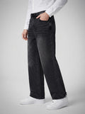 Men's Casual Wide Leg Denim Jeans with Belt Loop Waistband