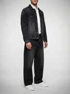 Men's Casual Wide Leg Denim Jeans with Belt Loop Waistband