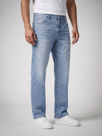 Men's Casual Wide Leg Denim Jeans with Button Closure