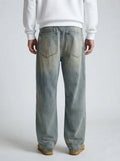 Men's Casual Wide Leg Denim Jeans with Chain Detail
