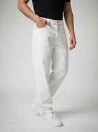 Men's Casual Wide Leg Denim Jeans with Five Pocket Design
