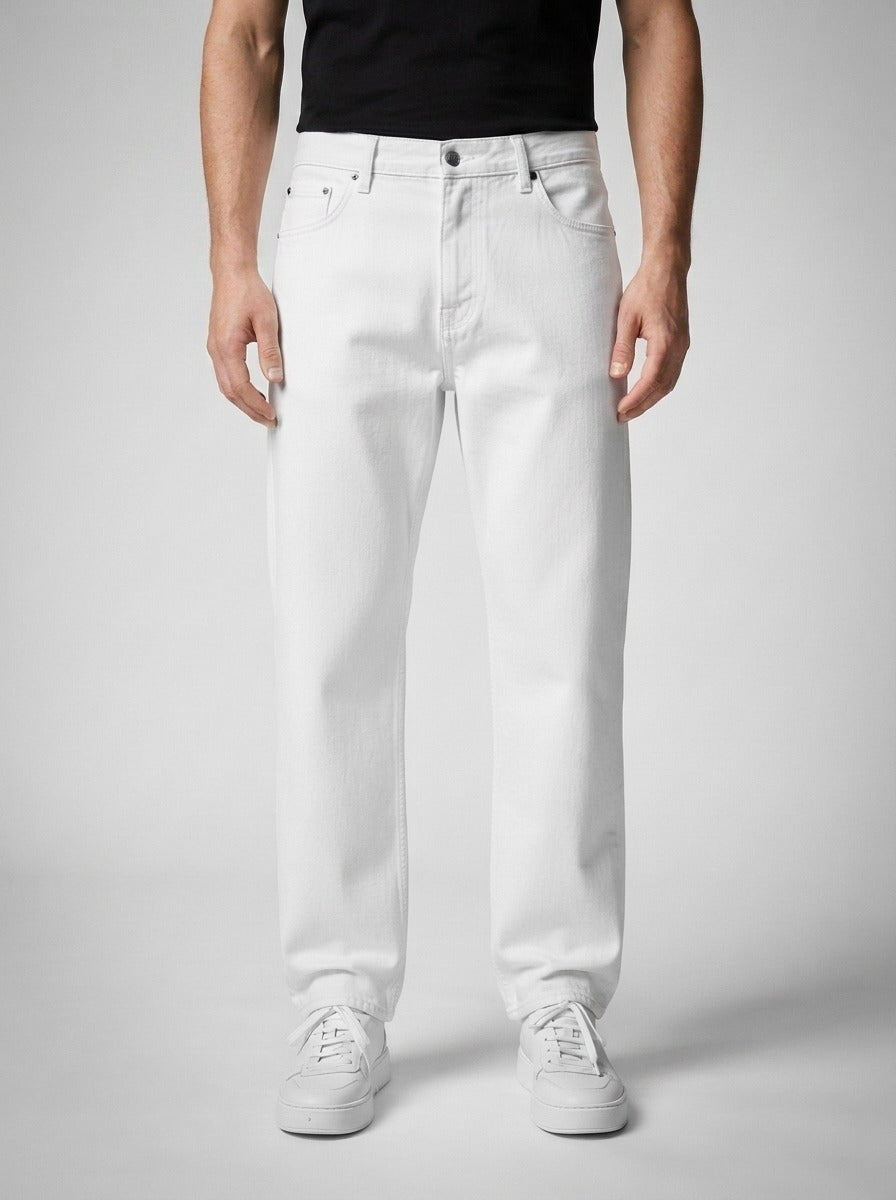 Men's Casual Wide Leg Denim Jeans with Five Pocket Design