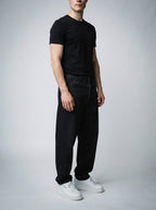 Men's Casual Wide Leg Denim Jeans with Five Pocket Design