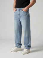 Men's Casual Wide Leg Denim Jeans with Five Pocket Design