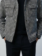 Men's Check Spread Collar Cropped Jacket
