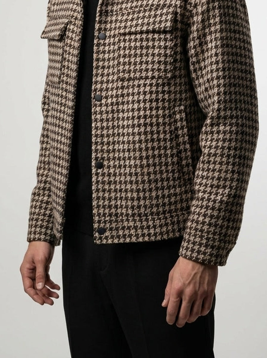 Men's Check Spread Collar Cropped Jacket