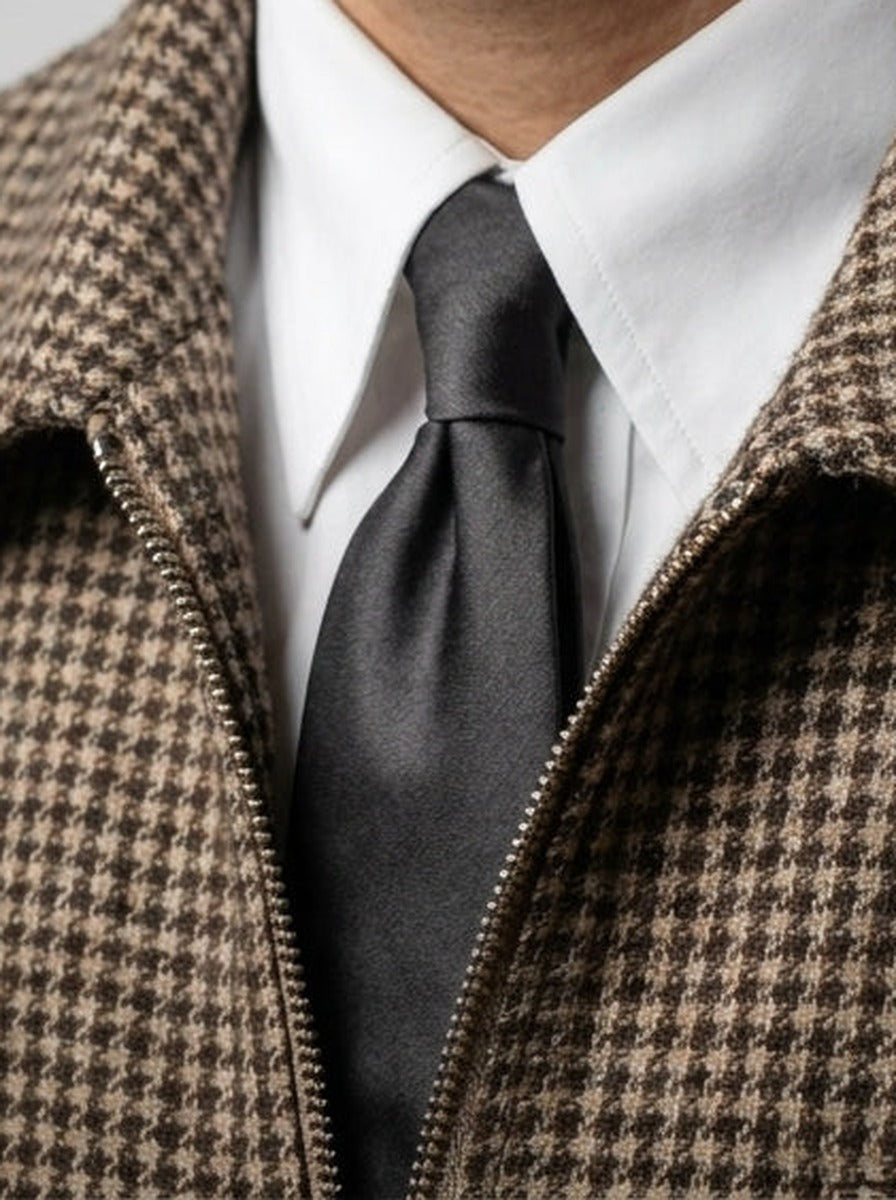 Men's Check Spread Collar Full Zip Jacket
