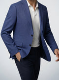 Men's Check Wool Blazer with Notch Lapels