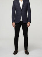 Men's Check Wool Blazer with Notch Lapels