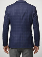 Men's Check Wool Blazer with Notch Lapels