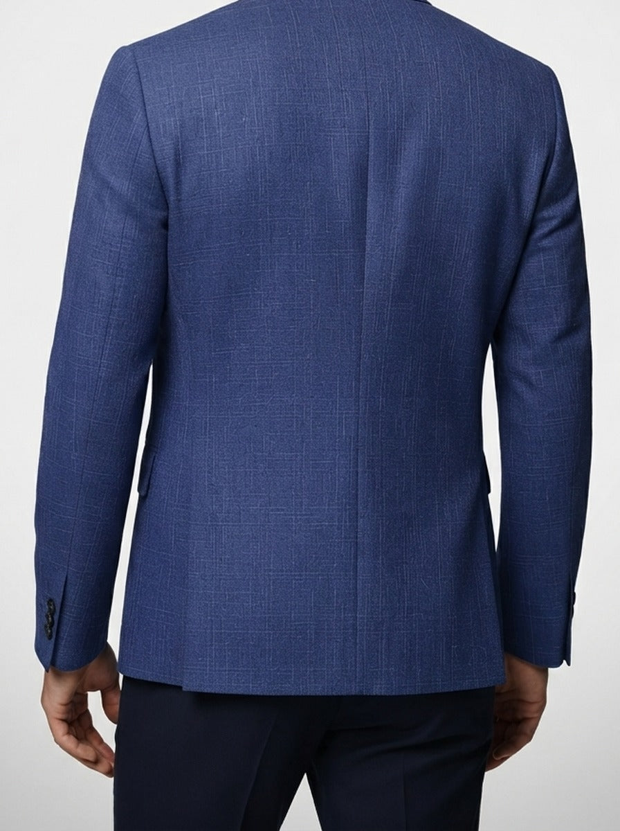 Men's Check Wool Blazer with Notch Lapels