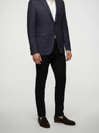 Men's Check Wool Blazer with Notch Lapels