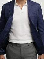 Men's Check Wool Blazer with Notch Lapels