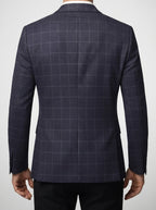 Men's Check Wool Blazer with Notch Lapels