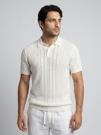 Men's Chevron Pointelle Knit Polo Shirt