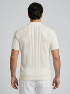 Men's Chevron Pointelle Knit Polo Shirt