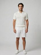 Men's Chevron Pointelle Knit Polo Shirt