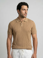 Men's Chevron Pointelle Knit Polo Shirt