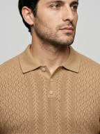 Men's Chevron Pointelle Knit Polo Shirt