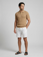 Men's Chevron Pointelle Knit Polo Shirt
