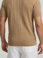 Men's Chevron Pointelle Knit Summer Polo Shirt