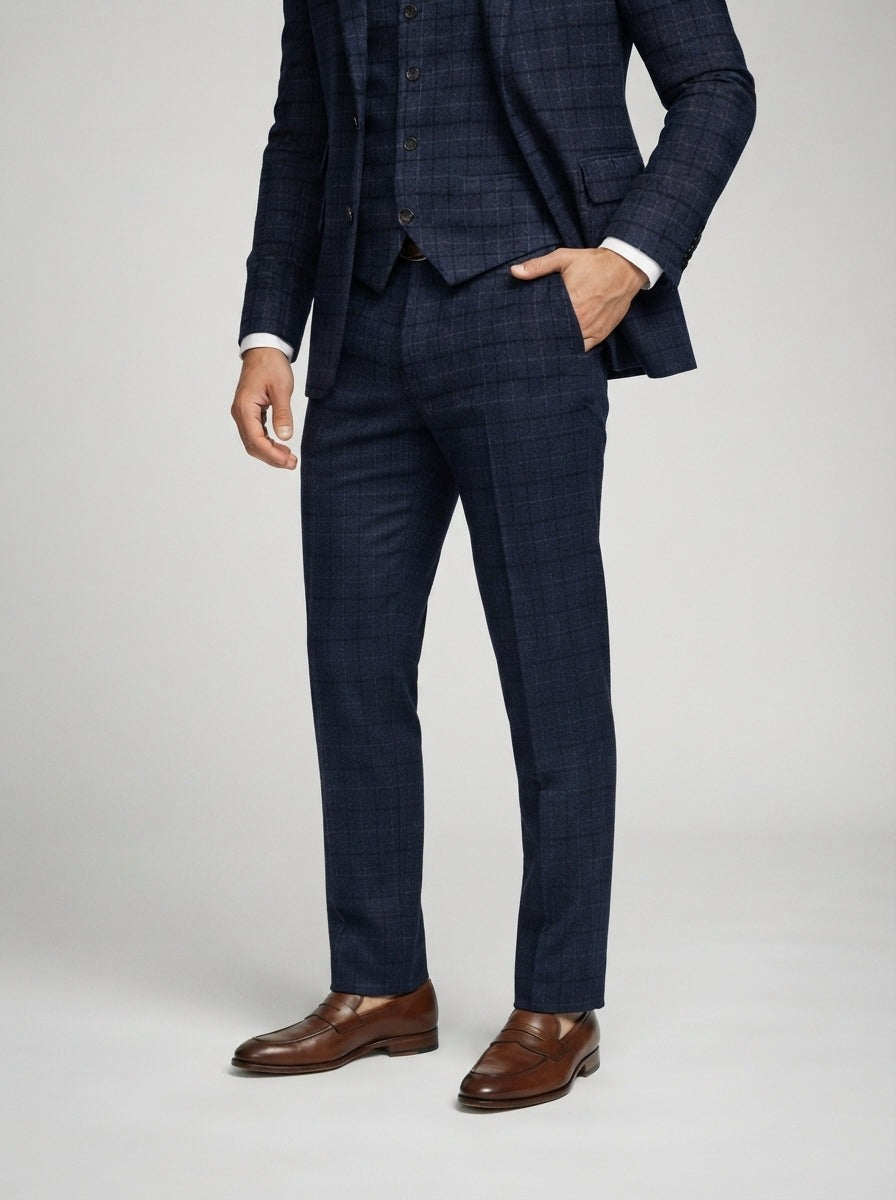 Men's Classic Check Three-Piece Wedding Suit