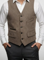 Men's Classic Herringbone Wedding Suit Waistcoat