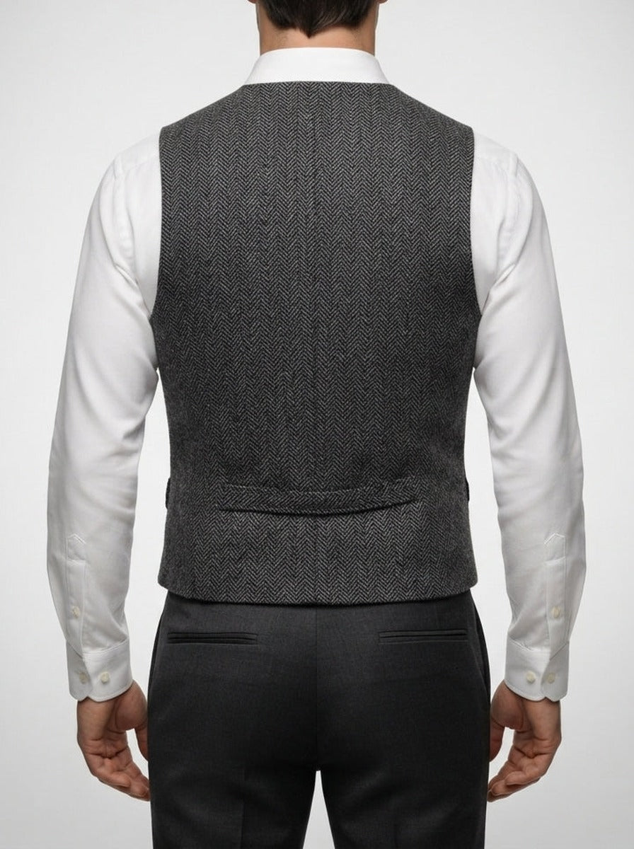 Men's Classic Herringbone Wedding Suit Waistcoat