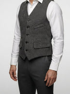 Men's Classic Herringbone Wedding Suit Waistcoat