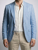 Men's Classic Linen Blend Notch Lapel Blazer