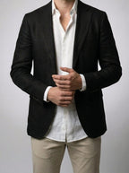 Men's Classic Linen Blend Notch Lapel Blazer
