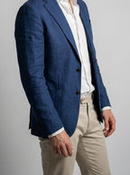 Men's Classic Linen Blend Notch Lapel Blazer